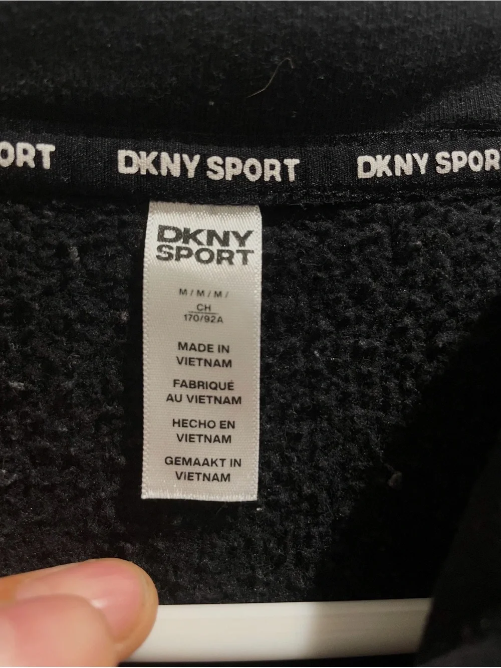 DKNY Sport Women's Black Full Zip Hoodie Logo Rhinestone Fleece M - Picture 5 of 5